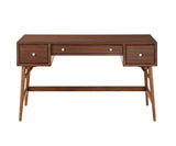 Brown Finish Stylish Writing Desk Storage Drawers Nickel Knob Hardware Walnut Veneer Wood Furniture B01146475
