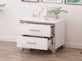 Elegant High Gloss Nightstand with Metal Handle,Mirrored Bedside Table with 2 Drawers for 20717890