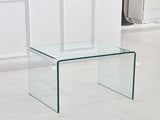 Tempered Clear Bent Glass SideTable, Transparent End Table, Sofa table W1718126150