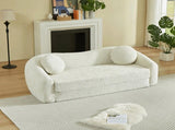 86-inch Curved Convertible Sofa Recliner, 2-in-1 Frameless Folding Sofa Bed with Pull-Out Base and W3505P452816