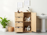 Natural wood color, MDF with melamine veneer, 56*30*80cm, 4 drawers, 1 door, bathroom vanity 73377159
