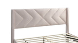 Elegant Modern Light Pink Velvet Upholstered Queen Size Bed Clean Lines Design Headboard 1pc B011P238935