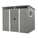 ZUN 8 ft x 6 ft Outdoor Metal Storage Shed with Window,Transparent plate and lockable sliding door for 95388386