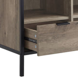 ZUN Rustic Oak and Black 1-Drawer TV Stand B062P209414