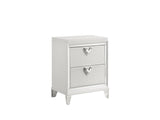 Modern Style 2-Drawer Nightstand with LED Glow & V-Shape Handles in White B009133860