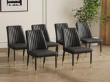 Modern Dining Chairs Set of 4, Black PU Leather Upholstered Chairs with High Back and Chrome Metal W3493P427136