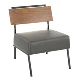 Fiji Contemporary Accent Chair in Grey Faux Leather with Walnut Wood Accent by LumiSource B202P223854