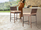 Set of 2 Patio Wicker Barstools, Outdoor Bar Height Chairs with Seat Cushions & Footrests for Patio 55928616