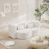 ZUN Modern Floor Sofa with 2 Pillows,Convertible Teddy Fabric Foam-Filled Sleeper Sofa Bed,15" Full Size W1885P190390