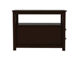 End Table Narrow Nightstand With Two Drawers And Open Shelf-Brown 37806637