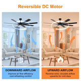 72 inch Ceiling Fans no Light with Remote Control, 8 Reversible Blade, Quiet DC Motor, Timer W2352P221668