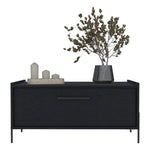 ZUN Coffee Table 15.6" H, 1 shelf, 4 legs, Black B097P250877