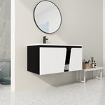 ZUN 40'' Floating Wall-Mounted Bathroom Vanity with Ceramics Sink & Soft-Close Cabinet Door 73655533