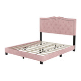 Queen Size Upholstered Bed Frame with Rivet Design, Modern Velvet Platform Bed with Tufted WF316750AAH