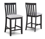 ZUN 2pc Black/Light Gray Counter Height Chair Slat Back Wooden Dining Room Furniture B011P257337