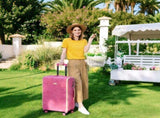 28 Inch Luggage with Spinner Wheels, PU Leather Suitcases for Women with TSA Lock, Pink T5391P496258