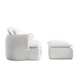 Convertible Compressed Sofa Chair with Ottoman, Modern Corduroy Fabric Armchair for Small Spaces, W1036P251805