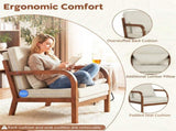 Comfy Armchair with Removable Cushions & Lumbar Pillow, Ergonomic Accent Chair Support 400 lbs-White 10140023