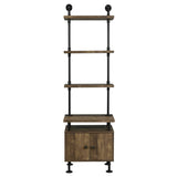 Rustic Oak And Black Side Pier With Open Shelving B062P184599