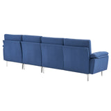 280 *140 *86cm L-Shaped Glossy With Iron Legs 4-Seater Indoor Modular Sofa Blue 39637308