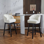 ZUN 33.25" Swivel Counter Stools Set of 2, Upholstered Counter Height Bar Stools with Solid Rubber Wood N780P185530B