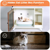 ZUN Graffiti the litter box with 2 Storage Shelves and 1 Doors, Hidden Cat Litter Box W1687P178042