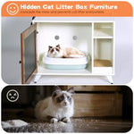 ZUN Graffiti the litter box with 2 Storage Shelves and 1 Doors, Hidden Cat Litter Box 02661309