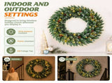 36" Snow-Tipped Pinecone Wreath, 200 PVC Tips, 70 Warm White LEDs with 8 Modes, Battery Box 34216235