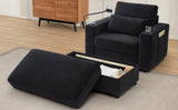Modern Style Armchair 42.5" Chaise Lounge Sofa Couch with a Movable Storage Ottoman, USB Ports, N719P292700B