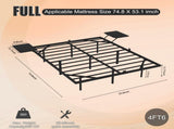 Full Size Bed Frame, Heavy Duty Metal Bed Frame , Quick & Easy Assembly, LED light , No Noise, Black W311P416238