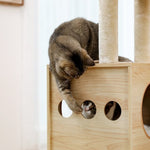 ZUN Modern Luxury Cat Tree Wooden Multi-Level Cat Tower Cat Sky Castle With 2 Cozy Condos, Cozy Perch, 30428958