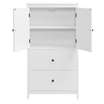 ZUN Bathroom Storage Cabinet, Cabinet with Two Doors and Drawers, Adjustable Shelf, MDF Board, White 98836434