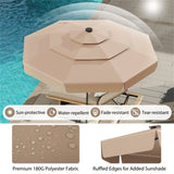 10 foot taupe terrace umbrella with solar powered LED lights and multi-layered ventilated roof 60207818