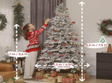 HOMCOM 7.5 ft Artificial Frosted Christmas Tree with Realistic Branches, Wide Full Spruce Holiday W2225P485592