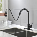 ZUN Single Handle High Arc Pull Out Kitchen Faucet,Single Level Stainless Steel Kitchen Sink Faucets 75411374