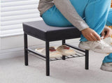 Vanity Footstool Ottoman 13" x 13" x 16", Soft Padded Seat with Faux Leather Cover, Modern Metal 83439500