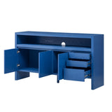 U_Style 60" 3-Door Sideboard with 3 Drawers - Modern Solid Ash Veneer MDF Sideboard, Semi-Open Shelf N711P289141V