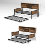 Twin Daybed with Trundle, Farmhouse Daybed Frame with Sliding Barn Door Headboard and Charging W2129P299618
