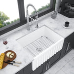 ZUN Farmhouse/Apron Front White Ceramic Kitchen Sink W127266251