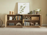 67" Rattan Sideboard Buffet, 4-Door Large Storage Credenza with Shelves, Boho Oak Buffet W1820P522734