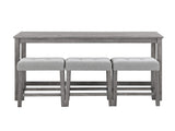 Bar Table Set with Power Outlet, Bar Table and Chairs Set, 4 Piece Dining Table Set, Industrial W487P339352