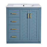 30'' Bathroom with Ceramic Sink Combo,Solid Wood Frame Bathroom Storage Cabinet, Freestanding N710P191970M