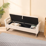 67.91"Wide Velvet Storage Soft Bench with Armrests for Living Room, Entryway and Bedroom. Beige W3118P272638