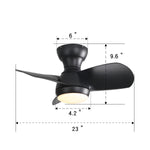 ZUN 23 Inch Bedroom Ceiling Fan With 3 Color Dimmable 3 ABS Blades Remote Control DC Motor Black With W882P146322