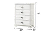 ZUN Laguna Modern Style 4-Drawer Chest Made with Wood, Hidden Jewlry Drawer and Crystal Accents in White B009P270826