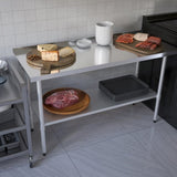 24x60 Inch Stainless Steel Prep Table with Adjustable Undershelf and Galvanized Legs, Heavy-Duty W1422P252476