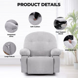 ZUN Modern Chenille Recliner Chairs Swivel Massage Rocker Recliner with Heat W1692P154175