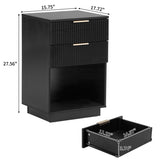 Black P2 Density Board Wavy Pattern Drawer Front 454070cm Two-Drawer Bedside Cabinet 75644100