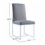 Set of 2 Upholstered Dining Chairs with Chrome Metal Frame, Grey B016P223116