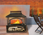 ZUN 37-Inch Rectangular Metal Outdoor Wood place - Outdoor Fireplace with Built-in Log 58403739